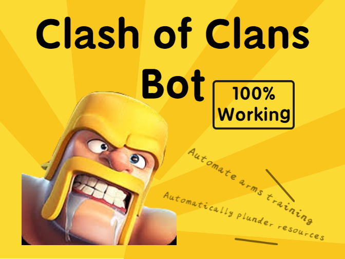 100% working. Free coc bot. No root needed. Auto-farm coc resources.