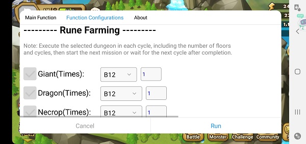 Select Rune farming dungeon on Summoners War Bot.jpg