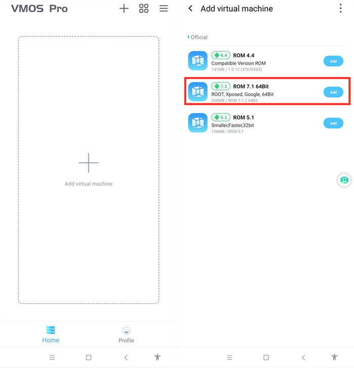 Add ROM 7.164 bit virtual machine on VMOS Pro.jpg