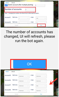 Run to execute the total number of accounts you want to customize on Hay Day Bot.jpg