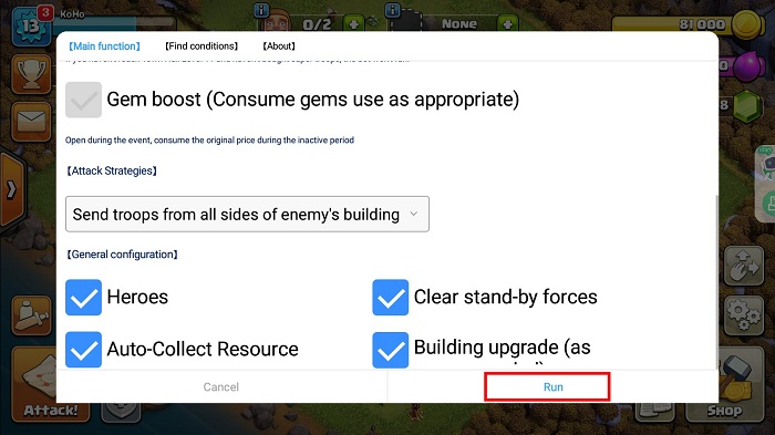 Tap “Run”to make COC Bot Take Effect.jpg